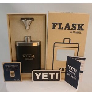 YETI 7oz Flask and Funnel Black CCA Texas Edition Stainless Steel New in Box